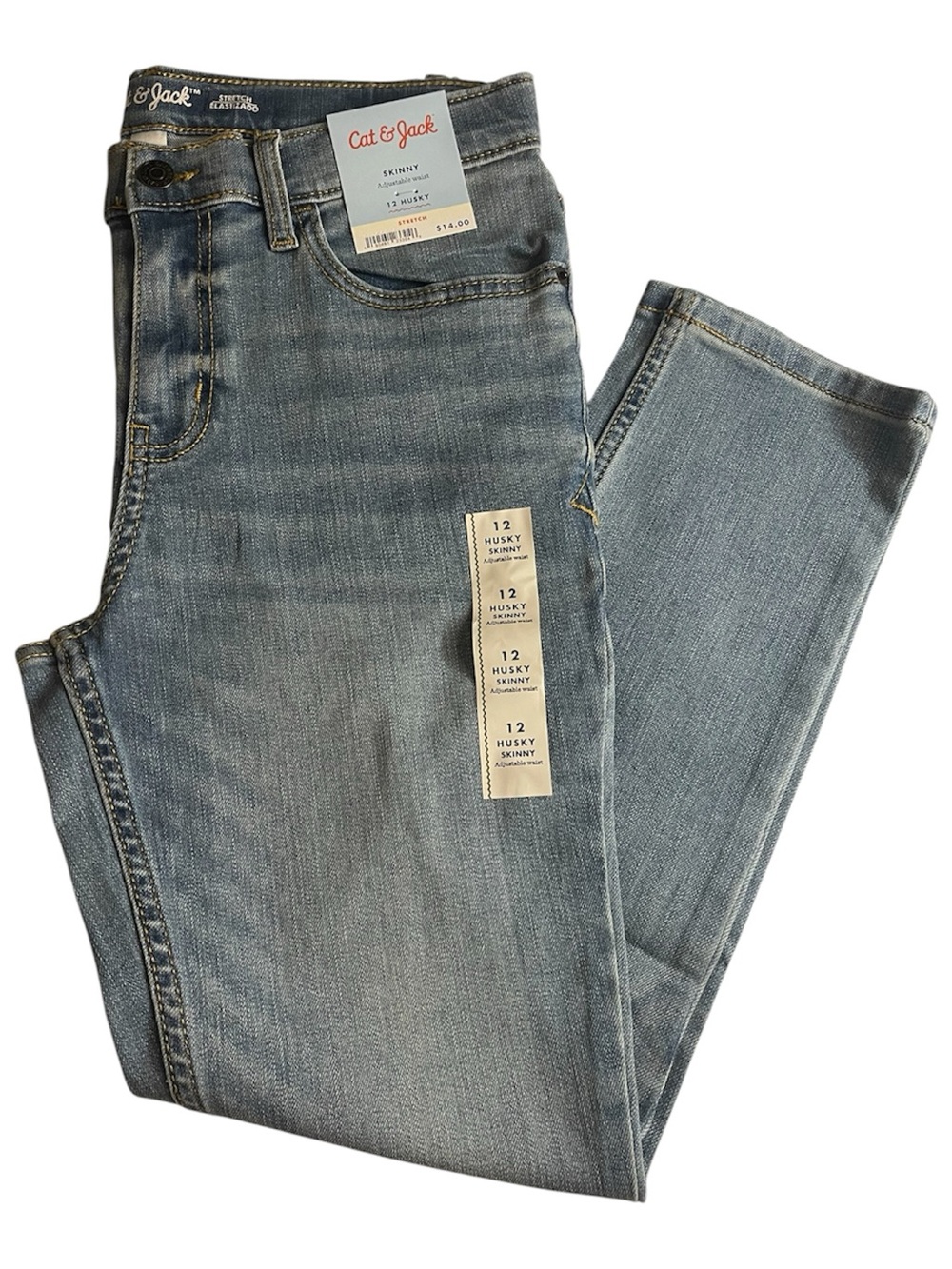 Cat & Jack Skinny Jeans 12 Husky NWT Adjustable Waist Stretch Denim